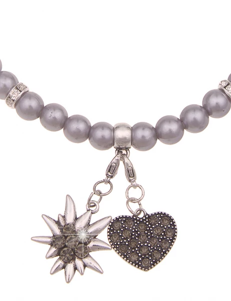 -50% SALE Leslii Damen-Kette Heidi Edelweiß Herz-Kette Dirndl Oktoberfest Kurze Kette Modeschmuck Gr