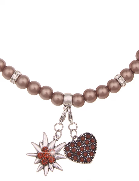 -50% SALE Leslii Damen-Kette Heidi Edelweiß Herz-Kette Dirndl Oktoberfest Kurze Kette Modeschmuck Br