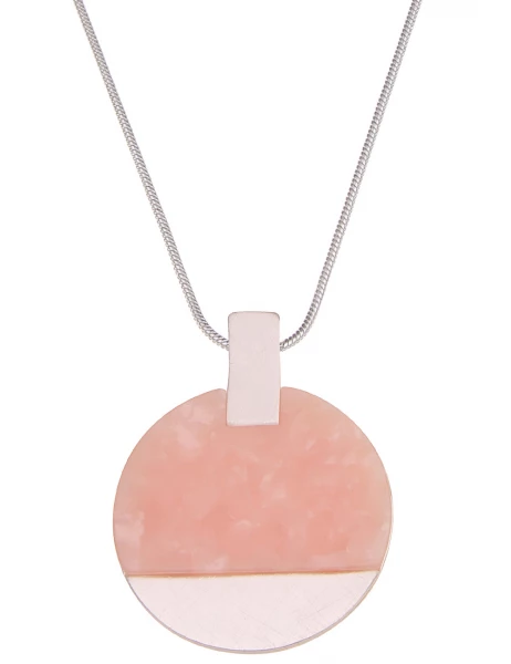 -50% SALE Leslii Damen-Kette Lange Halskette Modeschmuck-Kette Kunststoff Silber Rosa