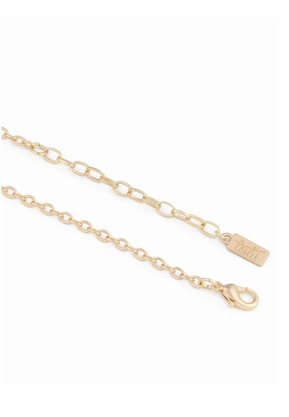 -50% SALE Leslii Damen-Kette Statement Glieder Kurze Halskette Goldene Modeschmuck-Kette Braun Blau