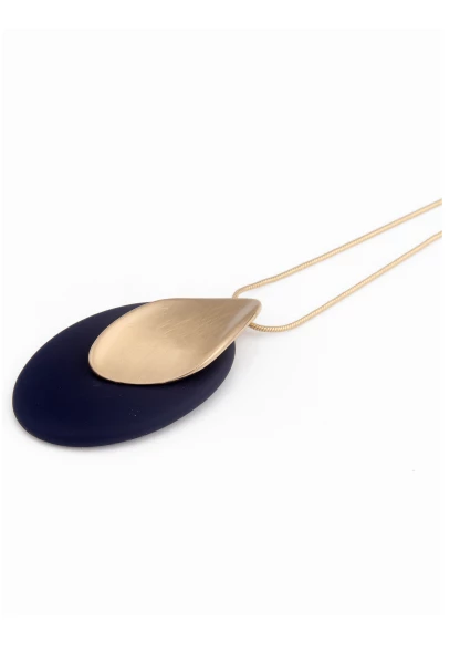 50% Sale Leslii Damen-Kette Statement Oval-Anhänger Lange Halskette Goldene Modeschmuck-Kette Gold B