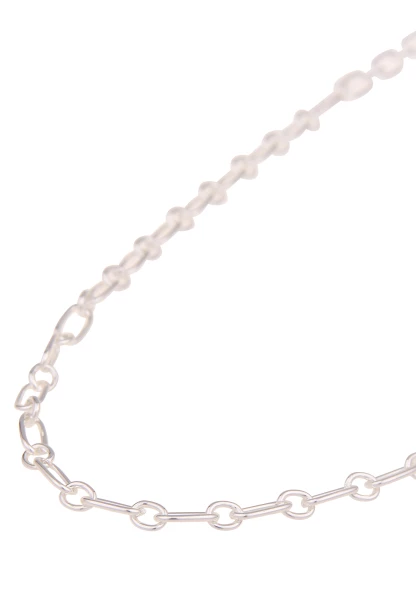 -50% SALE! Leslii Damen-Kette Statement Panzer-Kette Layering Glieder-Kette Silber Beige