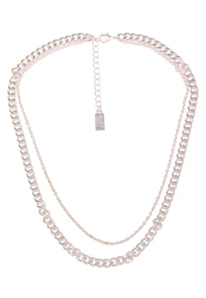 -50% SALE! Leslii Damen-Kette Statement Panzer-Kette Layering Glieder-Kette Silber Grün