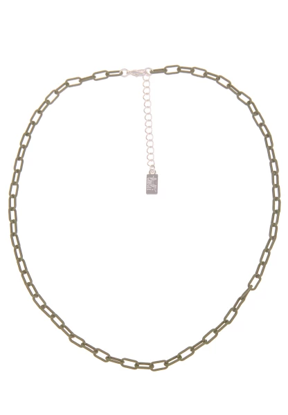 -50% SALE! Leslii Damen-Kette Statement Panzer-Kette Layering Glieder-Kette Silber Grün