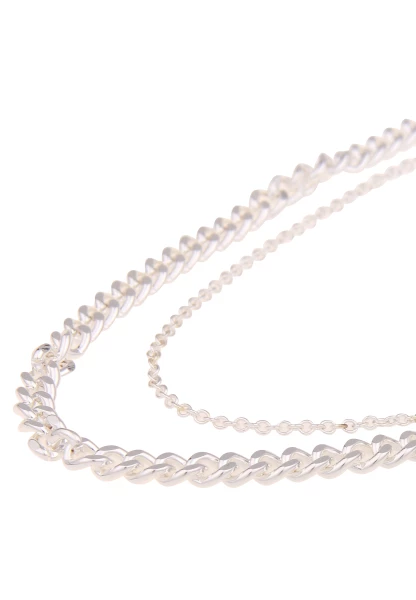 -50% SALE! Leslii Damen-Kette Statement Panzer-Kette Layering Glieder-Kette Silber Grün