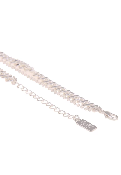 -50% SALE! Leslii Damen-Kette Statement Panzer-Kette Layering Glieder-Kette Silber Grün