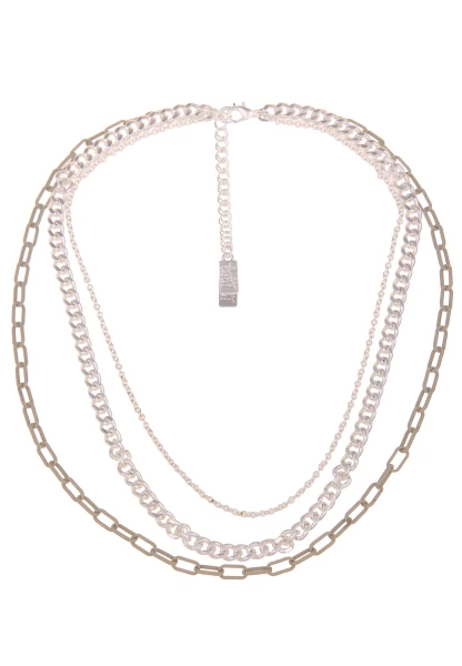 -50% SALE! Leslii Damen-Kette Statement Panzer-Kette Layering Glieder-Kette Silber Beige