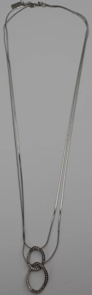 -50% SALE Leslii Damen-Kette Strass-Anhänger Layering Halskette Modeschmuck Silber Weiß