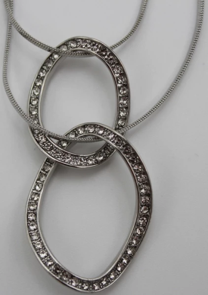 -50% SALE Leslii Damen-Kette Strass-Anhänger Layering Halskette Modeschmuck Silber Weiß