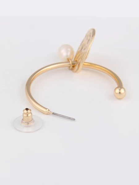 -50% SALE Leslii Damen-Ohrringe Creolen Perlen Glanz-Look Goldene Modeschmuck-Ohrringe Gold Weiß