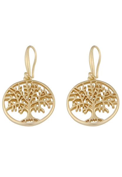 -50% SALE Leslii Damen-Ohrringe Ohrhänger Lebensbaum-Anhänger goldenen Modeschmuck-Ohrringe in Gold