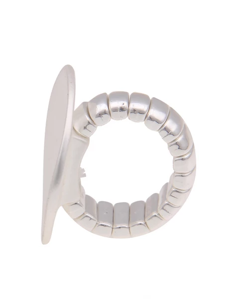 -50% SALE Leslii Damen-Ring Matt Statement Scheibe XXL-Ring Dehnbar Silberner Modeschmuck-Ring Silbe