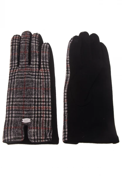 -50% SALE Leslii Fashion Handschuhe Hahnentritt Muster in Schwarz Braun