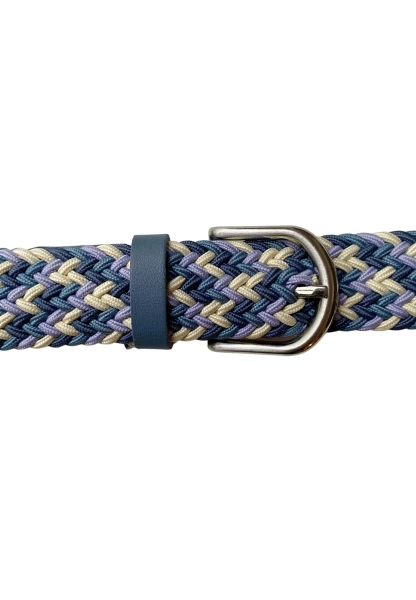 -50% SALE! Leslii Flechtgürtel Stretch Mit Leder Applikation In Blau Creme
