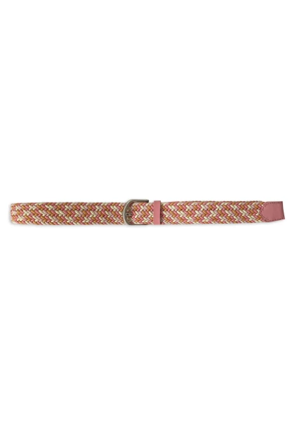 -50% SALE! Leslii Flechtgürtel Stretch Mit Leder Applikation In Rosa Pink Creme Orange