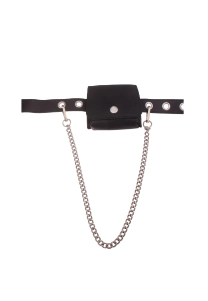 -50% SALE! Leslii Gürtel Nieten Inkl. Tasche Schwarz Silber