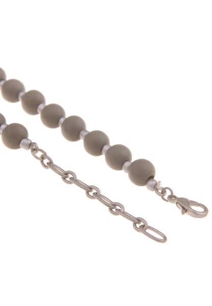 -50% SALE!Leslii Halskette Perlenkette Mit Großen Gliedern Grau Silber