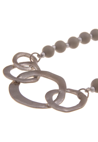 -50% SALE!Leslii Halskette Perlenkette Mit Großen Gliedern Grau Silber