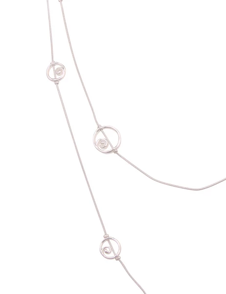 -50% SALE Leslii Halskette Spiral Ringe Lange Layer-Kette Modeschmuck Layering Silber