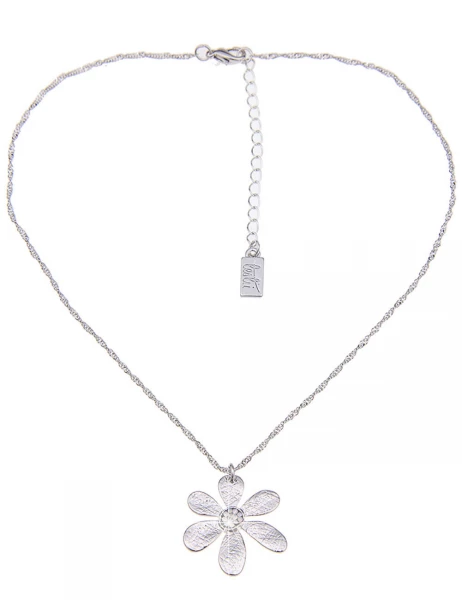 -50% SALE Leslii Kurze Halskette Glitzer-Blüte In Silber