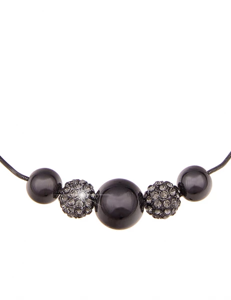 -50% SALE Leslii Kurze Halskette Glitzer Kugeln In Schwarz Grau