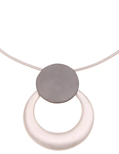 -50% SALE Leslii Kurze Halskette Ring-Anhänger In Silber Schwarz