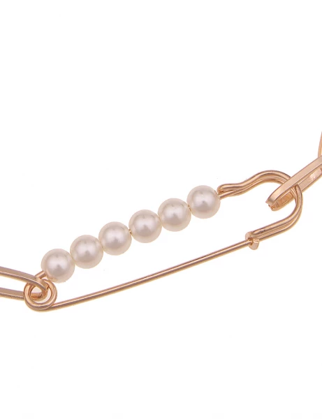 -50% SALE Leslii Kurze Halskette Sicherheitsnadel Perlen In Gold Weiß