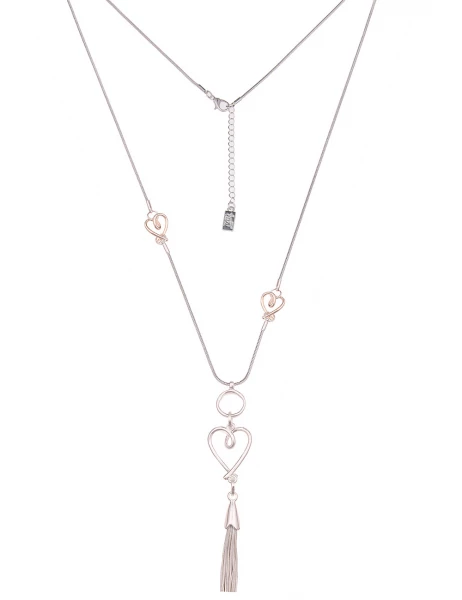 -50% SALE Leslii Lange Halskette Bicolor Herzen in Silber Rosé
