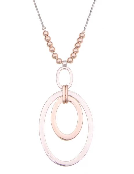 -50% SALE Leslii Lange Halskette Bicolor Ovale In Silber Rosé