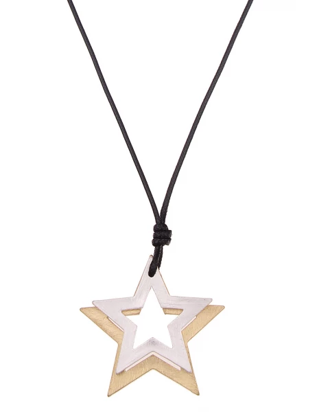 -50% SALE Leslii Lange Halskette Bicolor Sterne In Gold Silber