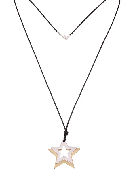-50% SALE Leslii Lange Halskette Bicolor Sterne in Gold Silber