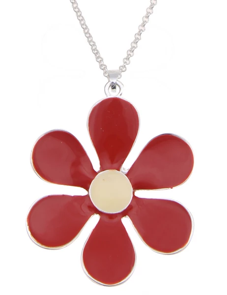 -50% SALE Leslii Lange Halskette Colour Flower In Silber Rot