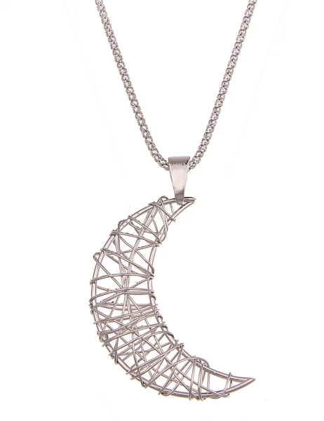 -50% SALE Leslii Lange Halskette Halbmond In Silber