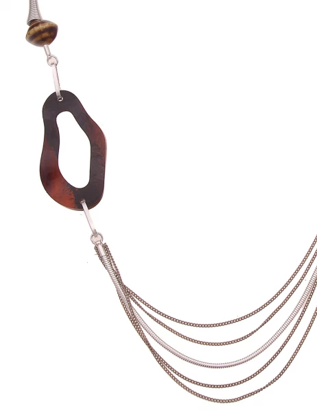 -50% SALE Leslii Lange Halskette Modern Swing In Braun Silber