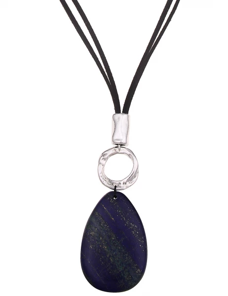 -50% SALE Leslii Lange Halskette Naturstein in Schwarz Blau