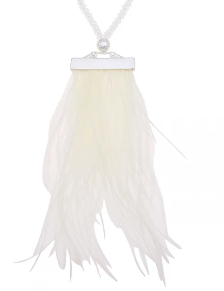 -50% SALE Leslii Lange Halskette Statement-Federn In Weiß