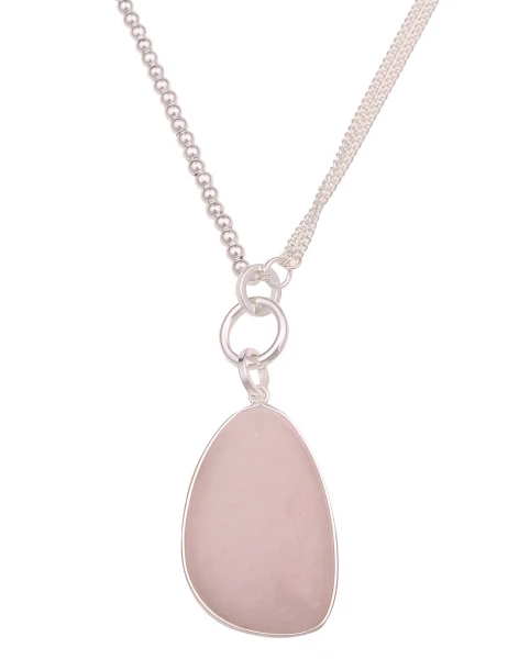 -50% SALE Leslii Lange Halskette Statement Naturstein In Silber Rosa