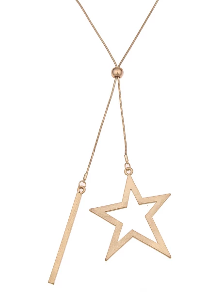 -50% SALE Leslii Lange Halskette Sternen Stab In Gold