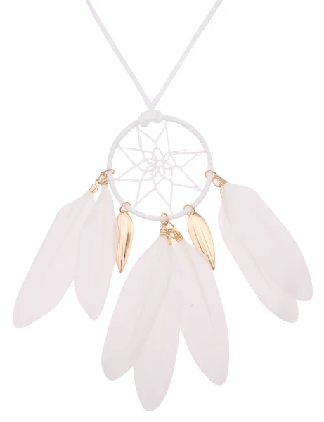 -50% SALE Leslii Lange Halskette Traumfänger In Weiß Gold