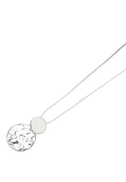 -50% SALE! Leslii Lange Kette Muster-Anhänger Gehämmert Silber