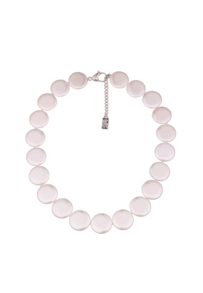 -50% SALE Leslii Premium Kurze Halskette Perlen Scheiben Collier in Weiß