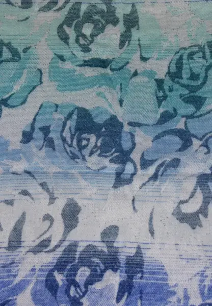 -50% SALE Leslii Schal Blumen-Muster Rosen Gemusterter Fransen-Schal Muster-Schal In Blau Mint