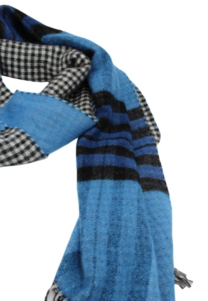 -50% SALE Leslii Schal Muster-Mix Gemusterter Schal Streifen-Muster Fransen-Schal Kariert In Blau