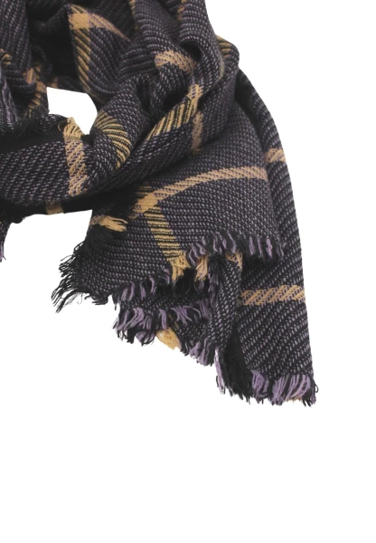 -50% SALE Leslii Schal Quadrat-Muster Lilaner Schal Fransen-Schal Gemustert In Lila Beige