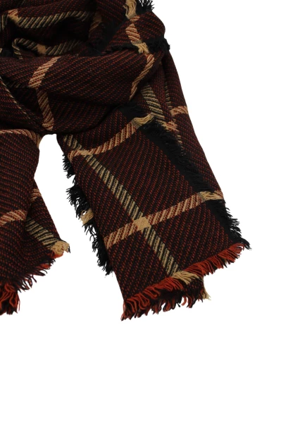 -50% SALE Leslii Schal Quadrat-Muster Oranger Schal Fransen-Schal Gemustert In Orange Beige