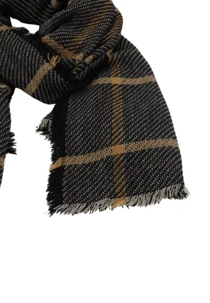 -50% SALE Leslii Schal Quadrat-Muster Schwarzer Schal Fransen-Schal Gemustert In Schwarz Weiß