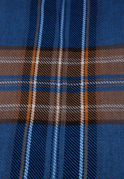 -50% SALE Leslii Schal Streifen-Muster Blauer Schal Fransen-Schal Gemustert In Blau Schwarz