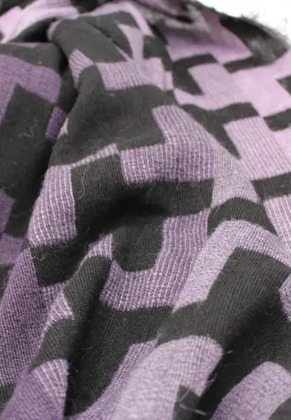 -50% SALE Leslii Schal XXL Hahnentritt-Muster Lila Schal Fransen-Schal Gemustert In Lila Schwarz