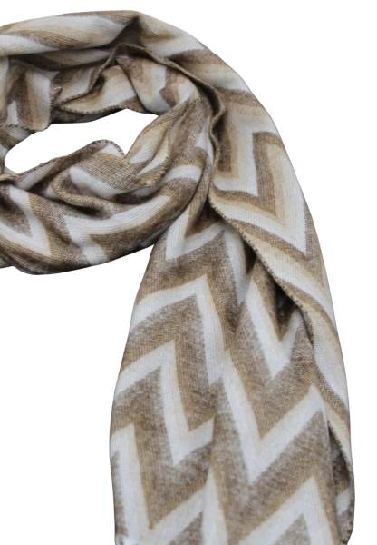-50% SALE Leslii Schal Zickzack-Muster Gemusterter Fransen-Schal Muster-Schal In Braun Beige