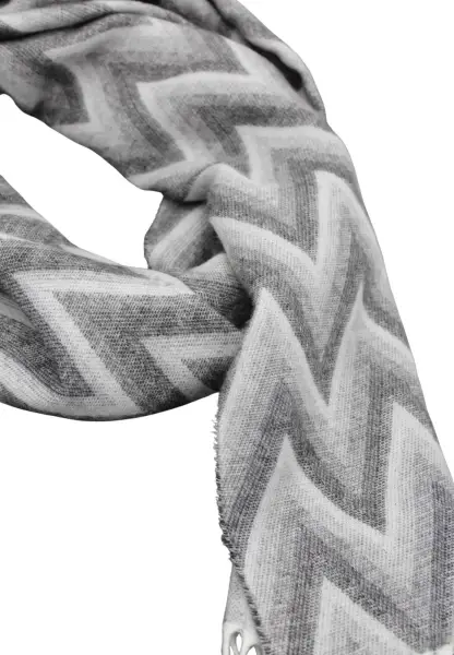 -50% SALE Leslii Schal Zickzack-Muster Gemusterter Fransen-Schal Muster-Schal In Schwarz Grau